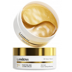 Lanbena Płatki Żelowe Pod Oczy 24K Złoto Rozjaśniająco Wygładzające 60 szt