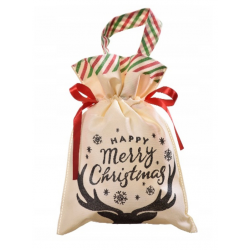 WOREK PREZENTOWY torebka ozdobna ŚWIĘTA ROGI RENIFERA 22x32cm