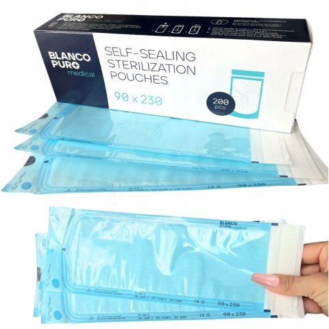 Blanco Puro Torebki Do Sterylizacji Autoklaw 90x230mm Samoprzylepne 200 szt