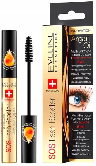 Eveline 5W1 SOS Lash Booster Serum Odżywka do Rzęs z Olejem Arganowym 10ml