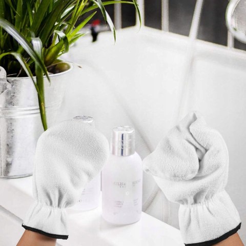 RĘKAWICE RĘKAWICZKI FROTTE DO PARAFINY KREMU MASKI KOSMETYCZNE 2 SZT BIAŁE