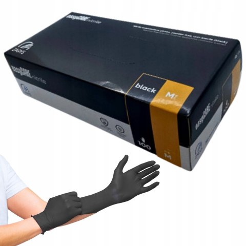 RĘKAWICZKI NITRYLOWE CZARNE ZARYS 100SZT ROZMIAR M