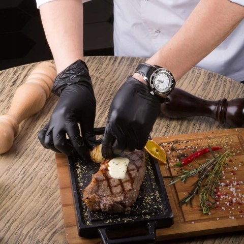 RĘKAWICZKI NITRYLOWE CZARNE ZARYS 100SZT ROZMIAR M