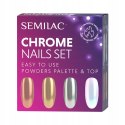 SEMILAC ZESTAW DO PAZNOKCI TOP NO WIPE + PYŁKI NA PALETCE CHROME NAILS SET