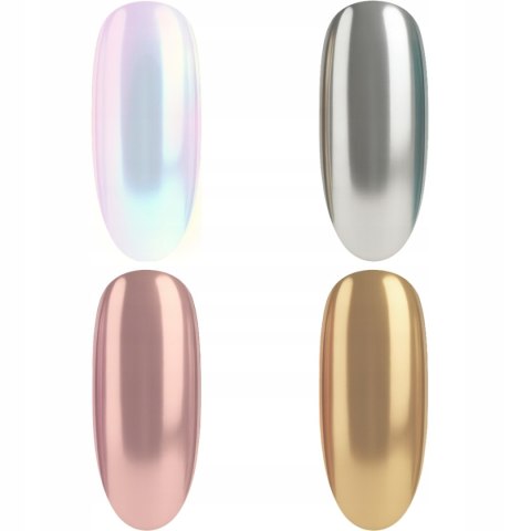 SEMILAC ZESTAW DO PAZNOKCI TOP NO WIPE + PYŁKI NA PALETCE CHROME NAILS SET