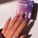SEMILAC ZESTAW DO PAZNOKCI TOP NO WIPE + PYŁKI NA PALETCE CHROME NAILS SET