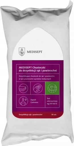 Chusteczki do dezynfekcji rąk i powierzchni 50szt. MEDISEPT