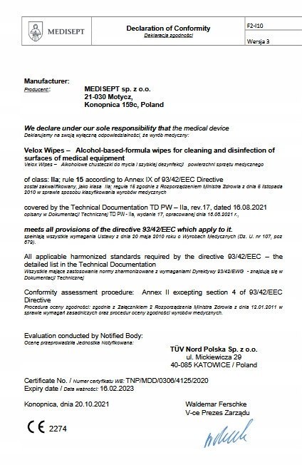 Chusteczki do dezynfekcji rąk i powierzchni 50szt. MEDISEPT