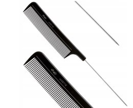 Grzebień fryzjerski z metalowym szpikulcem do tapirowania CZARNY XHAIR 118