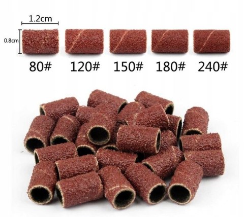 Kapturki ścierne walec na frezy do manicure gradacja #80 opakowanie 100szt.