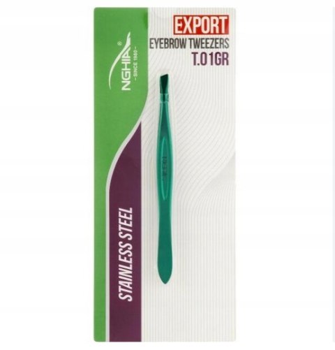 PĘSETA SKOŚNA DO REGULACJI BRWI T-01 ZIELONA NGHIA