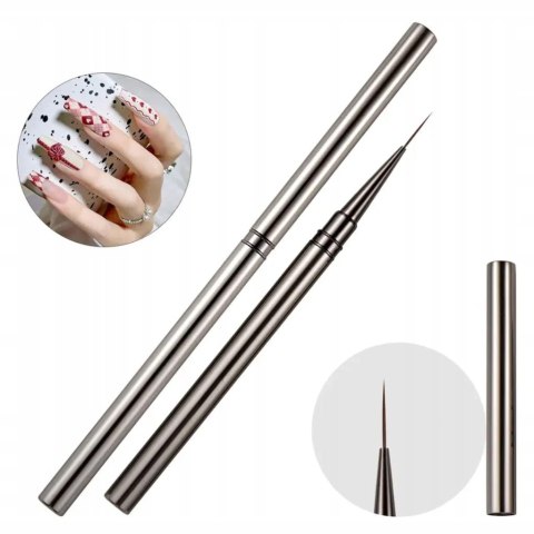 Pędzelek Do Zdobień Wzorów French Cienki Precyzyjny 18 mm - Szary Satynowy