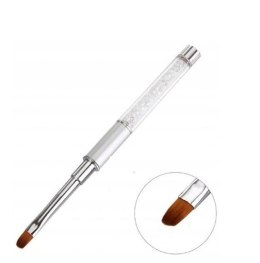 Pędzelek do żelu Nail World nr 6 okrągły owal srebrny składany