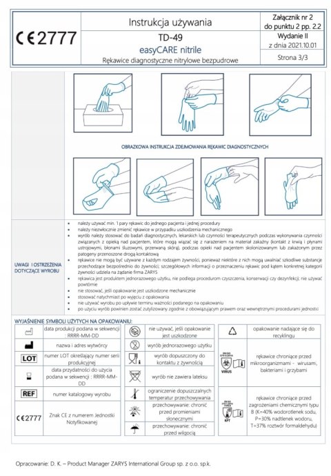 Rękawiczki Nitylowe Bezpudrowe Zarys Niebieskie Jednorazowe 100szt RozmiarM