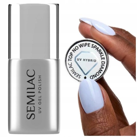 SEMILAC BROKATOWY TOP HYBRYDOWY DO PAZNOKCI NO WIPE SPARKLE DIAMOND 7ml