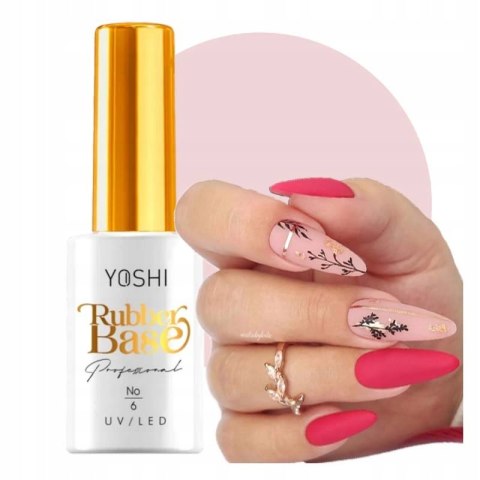 YOSHI Rubber Base 6 do paznokci pod hybrydę baza kauczukowa 10ml