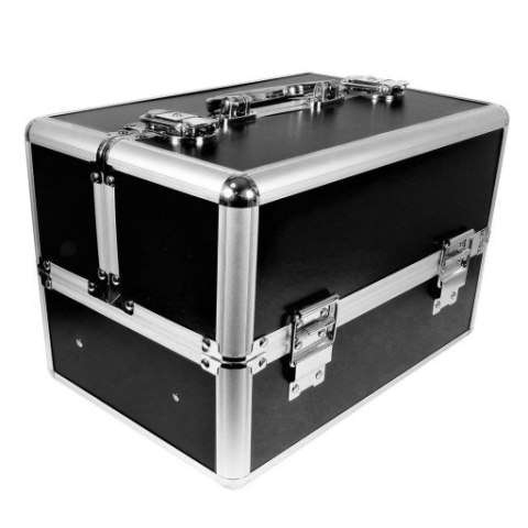 KUFEREK KOSMETYCZNY MAŁY CZARNY SREBRNE OKUCIA