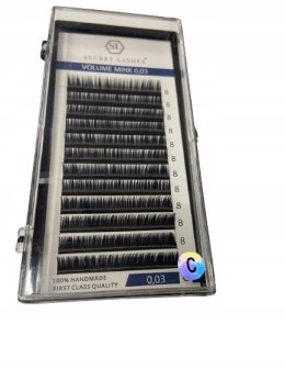 SECRET LASHES Rzęsy 0.03 mink PROFIL C długość 8