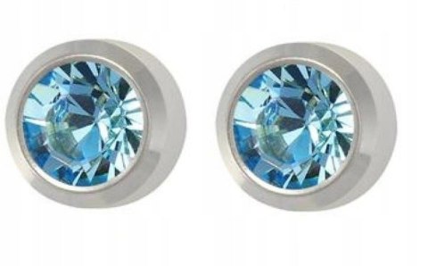 STUDEX AKWAMARYN srebrny pełna 1 para KOLCZYKI SYSTEM PLUS