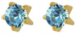 STUDEX AKWAMARYN w pazurkach złoty 1 para KOLCZYKI SYSTEM PLUS