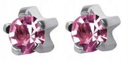 STUDEX Cyrkon różowy pazurki srebrny 1 PARA KOLCZYKÓW SYSTEM PLUS