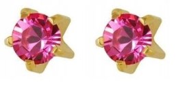 STUDEX Cyrkon różowy pazurki złoty 1 para KOLCZYKI SYSTEM PLUS