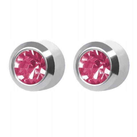 STUDEX Cyrkon różowy pełna srebrne 1 PARA KOLCZYKI SYSTEM PLUS