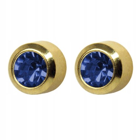 STUDEX KOLCZYKI SZAFIR oprawa pełna złota 1 para SYSTEM PLUS