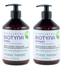 SZAMPON DO WŁOSÓW + MASKA BIOTYNA 2x 500 ML ZESTAW BIOELIXIRE WZMOCNIENIE