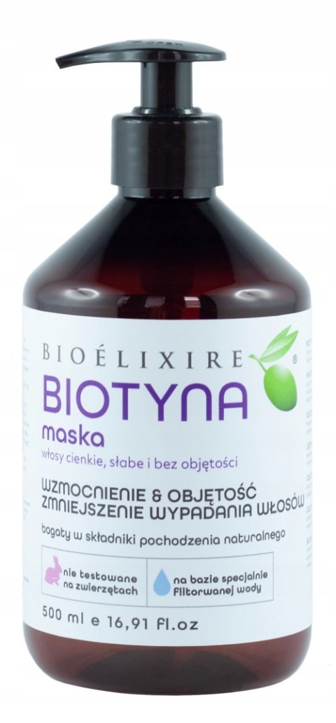 SZAMPON DO WŁOSÓW + MASKA BIOTYNA 2x 500 ML ZESTAW BIOELIXIRE WZMOCNIENIE