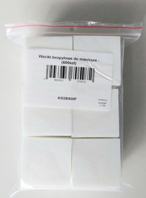 Waciki włókninowe bezpyłowe do manicure 600 szt