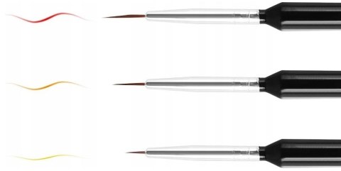 Zestaw Pędzelków do Zdobień Paznokci Żel Akryl Czarne 3szt