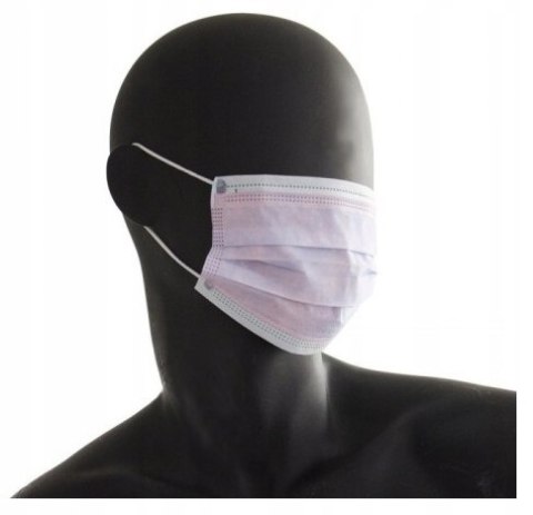 Maska higieniczna ochronna RÓŻOWA 3 warstwy PANW op. 50 szt