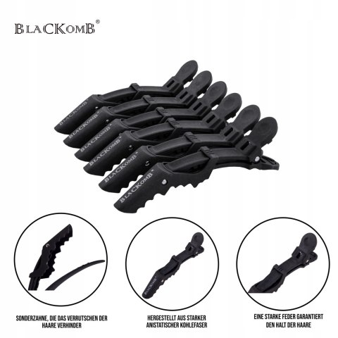 Ponik's Klips do włosów 6 szt. czarny krokodylki BKL014