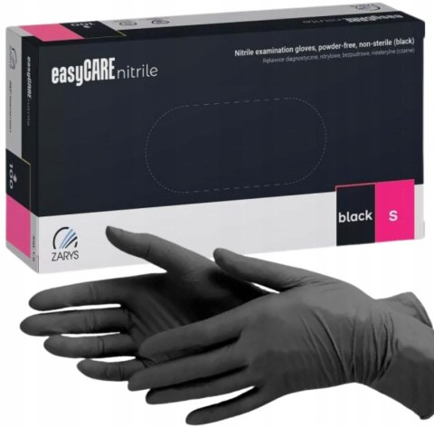 RĘKAWICZKI NITRYLOWE CZARNE ZARYS 100SZT ROZMIAR S