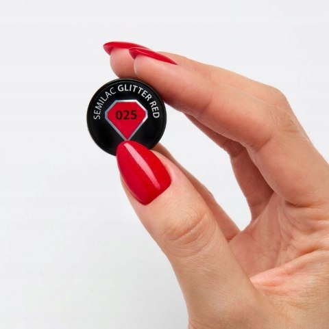 Semilac Lakier hybrydowy 025 Glitter Red 7 ml