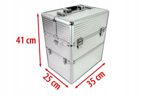Kuferek kosmetyczny Cosnet CN03799 SREBRNY 2-CZĘŚCIOWY