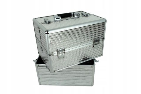 Kuferek kosmetyczny Cosnet CN03799 SREBRNY 2-CZĘŚCIOWY