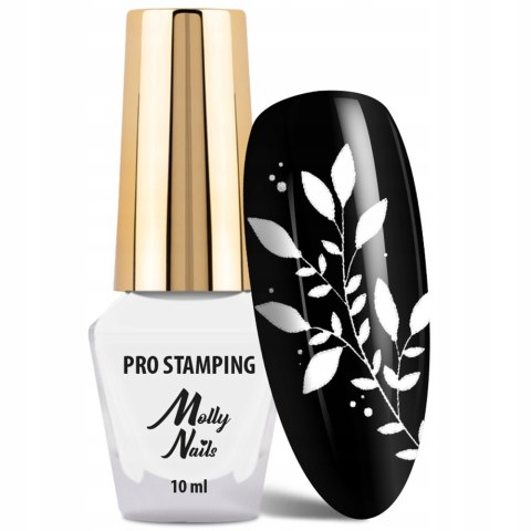 Lakier do Stempli Molly Nails 10ml PRO Stamping Biały White Do Zdobień