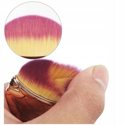 Pędzel rybka do odpylania pyłu pudru różu makijażu złoto-różowa