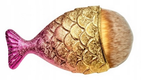 Pędzel rybka do odpylania pyłu pudru różu makijażu złoto-różowa