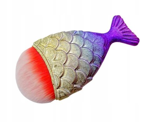 Pędzel rybka do odpylania pyłu pudru różu makijażu złoto-różowa