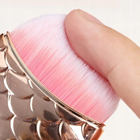 Pędzel rybka do odpylania pyłu pudru różu makijażu złoto-różowa