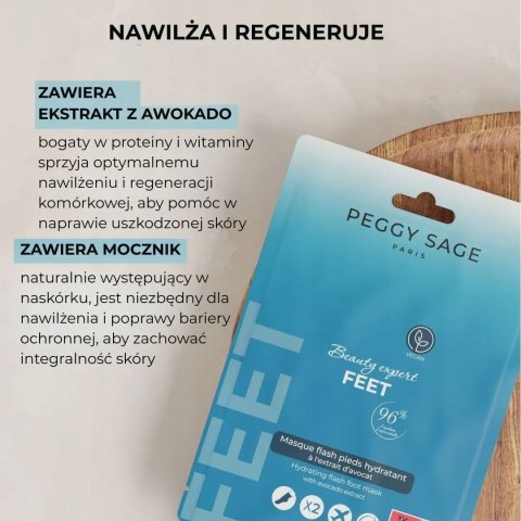 Peggy Sage Nawilżające skarpetki do stóp FLASH z ekstraktem awokado 550379