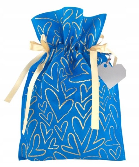 Worek niebieski w serca Pakado 20x30cm