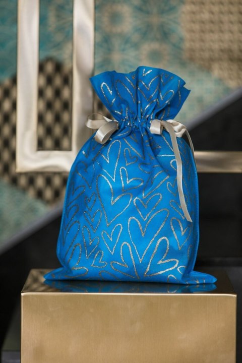 Worek niebieski w serca Pakado 20x30cm