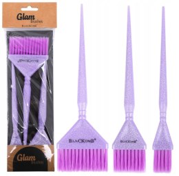 ZESTAW PĘDZLI FRYZJERSKICH DO FARBOWANIA 3 SZT FIOLET BROKAT BPZ001