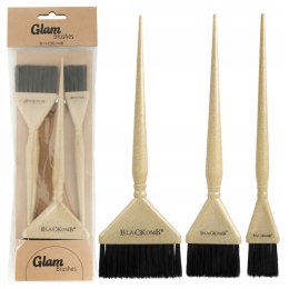 ZESTAW PĘDZLI FRYZJERSKICH DO FARBOWANIA 3 SZT ZŁOTE BROKATOWE BPZ002