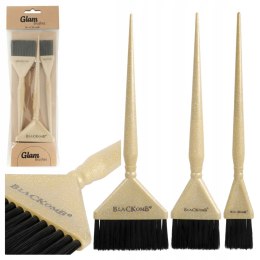 ZESTAW PĘDZLI FRYZJERSKICH DO FARBOWANIA 3 SZT ZŁOTE BROKATOWE BPZ002