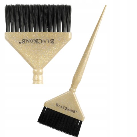 ZESTAW PĘDZLI FRYZJERSKICH DO FARBOWANIA 3 SZT ZŁOTE BROKATOWE BPZ002